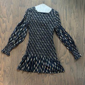 LoveShackFancy / Black & Gold Long Sleeve Dress / Women's